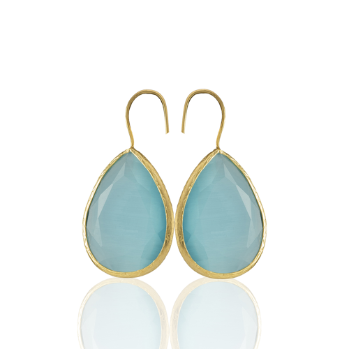 Kadir Jewellery 22 Ayar Altın Kaplama Damla Taşlı Küpe -El İşçiliği Ve Hipoalerjenik Küpe