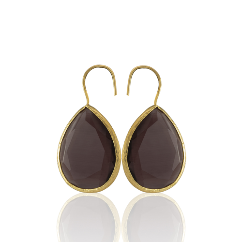 Kadir Jewellery 22 Ayar Altın Kaplama Damla Taşlı Küpe -El İşçiliği Ve Hipoalerjenik Küpe