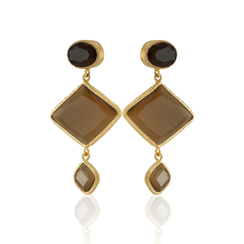 Kadir Jewellery 22 Ayar Altın Kaplama Kadın Sallantılı Küpe -El İşçiliği Ve Hipoalerjenik Küpe
