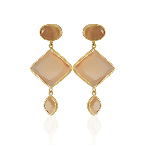 Kadir Jewellery 22 Ayar Altın Kaplama Kadın Sallantılı Küpe -El İşçiliği Ve Hipoalerjenik Küpe