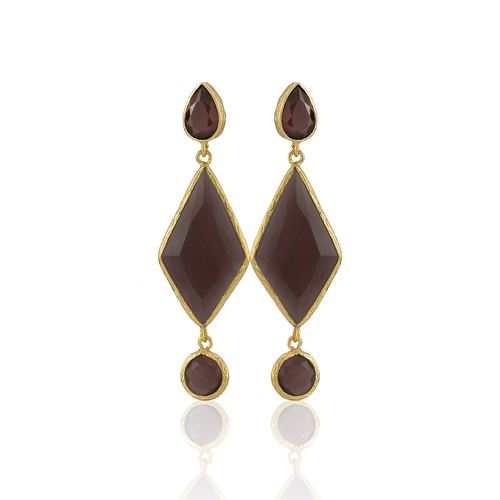 Kadir Jewellery 22 Ayar Altın Kaplama Kadın Sallantılı Küpe -El İşçiliği Ve Hipoalerjenik Küpe