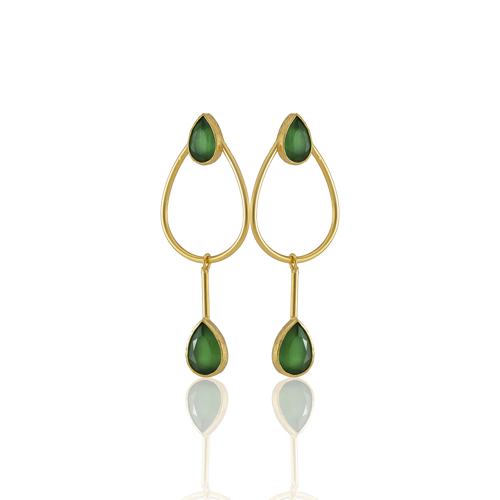 Kadir Jewellery 22 Ayar Altın Kaplama Kadın Sallantılı Küpe -El İşçiliği Ve Hipoalerjenik Küpe-E85