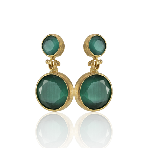 Kadir Jewellery 22 Ayar Altın Kaplama Kadın Taşlı Küpe -El İşçiliği Ve Hipoalerjenik Küpe