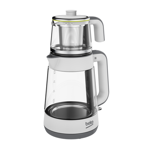 CM 5964 Floral Beyaz 1900 W Cam Demlikli Çay Makinesi