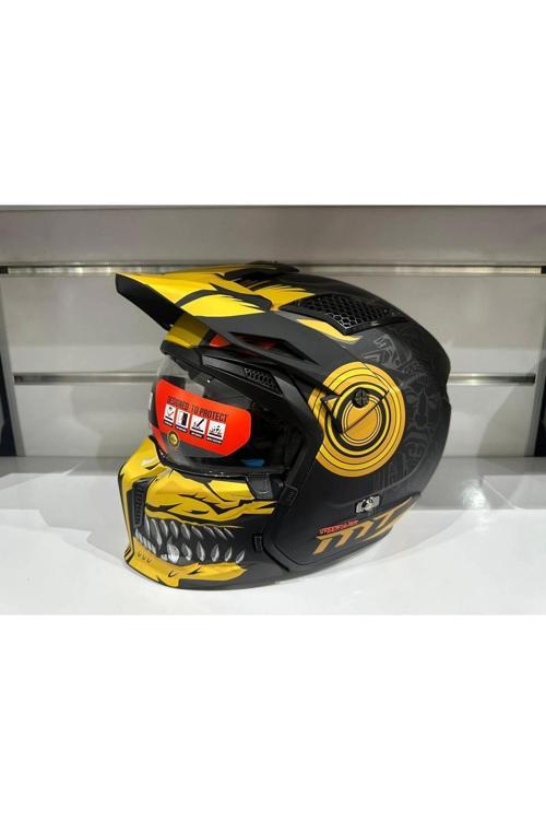 KASK MT STREETFIGHTER SV AZTEC B3 MAT SİYAH/SARI