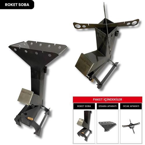 Çok Fonksiyonlu Izgaralı Roket Pelet Sobası ve Odun Sobası - Rocket Grill