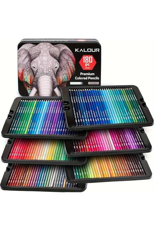 180 Renkli Profesyonel Sulu Boya Kalem Seti, Suluboya Kalemleri, Hediye Kalem Seti, Yüksek Pigment