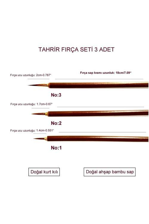 Tahrir Fırça Seti 1-2-3 Numara, Kurt Kılı, Çini, Seramik, Tezhip, Minyatür,Boyama-3 Adet