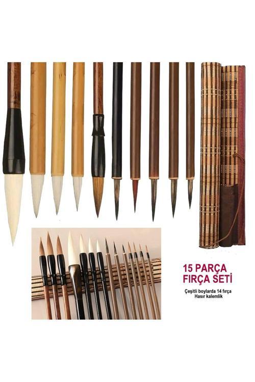 Çini Tahrir, Seramik Sırlama Fırça Seti, Seramik Boyama, Çini, Vazo, Resim Keçi Kılı-Set 15 Parça