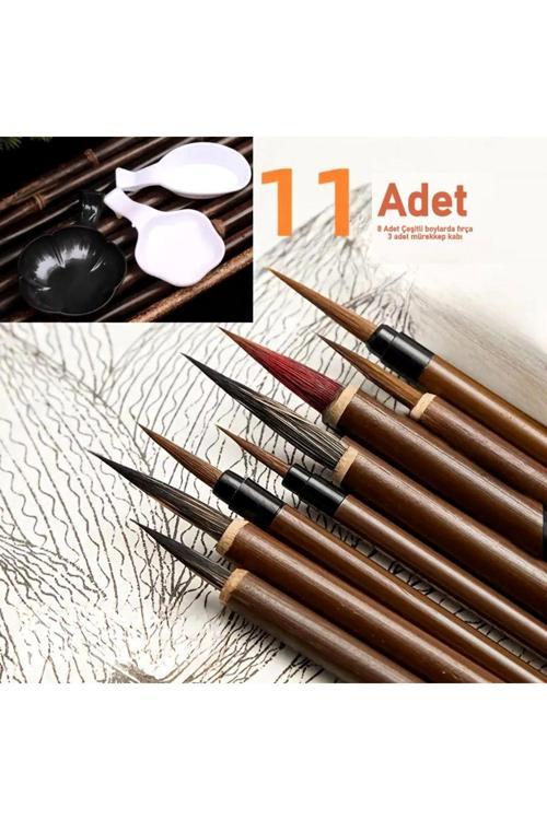 Tahrir Fırça Seti, Çini, Seramik, Tezhip, Minyatür, Çiçek Boyama, Resim 11 Adet-Set