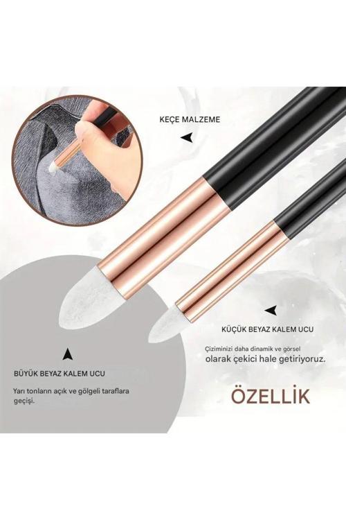 Eskiz Sünger-Keçe Silgi, Yıkanabilir, Kara Kalem Silgi, Gölgelendirme, Porselen Boyama-Rose 2 Adet