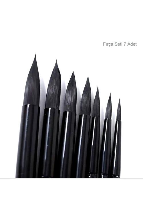 Fırça Seti, Tahrir Fırçası, Minyatür, Tezhip, Resim, Suluboya, Yağlı Boya-Sincap Kılı 7'Li Set