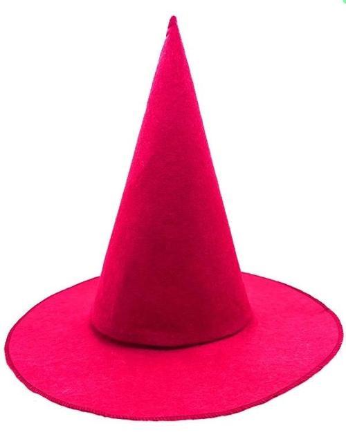 Pembe Fuşya Renk Keçe Cadı Şapkası Yetişkin Çocuk Uyumlu 35x38 Cm
