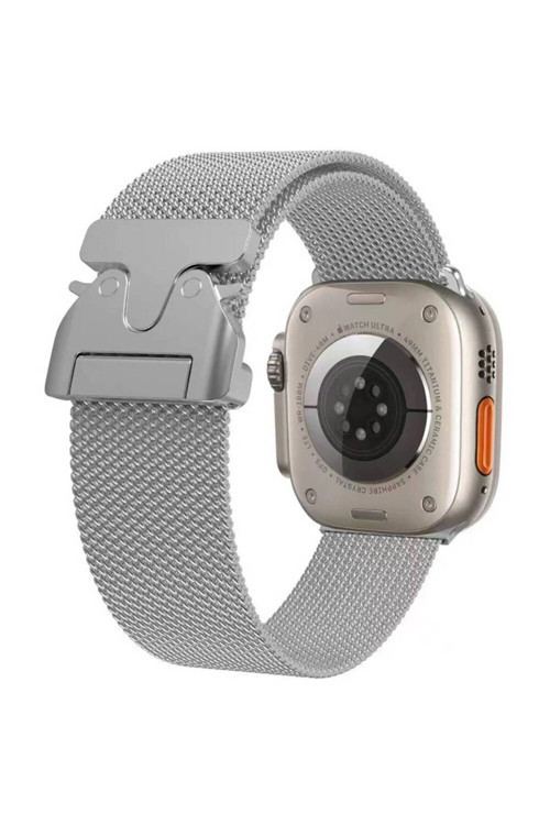 Apple Watch 10 46Mm Zore Krd-25 Metal Hasır Kordon-Gümüş