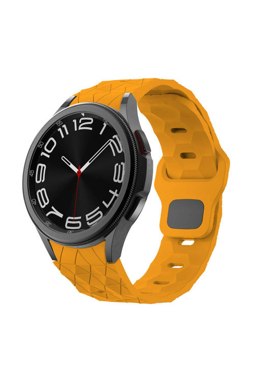 Galaxy Watch 5 Pro 45Mm Zore Krd-116 20Mm Futbol Desenli Spor Tasarımlı Silikon Kordon-Sarı
