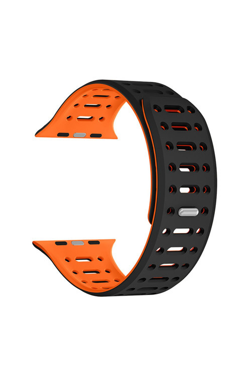 Watch 10 46Mm Uyumlu Zore Krd-124 Silikon Kordon Strap Kayış-Siyah-Turuncu