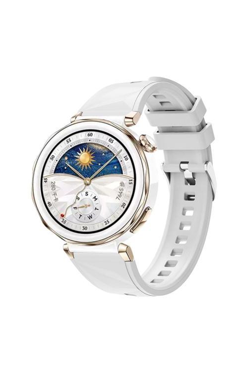 Huawei Watch Gt5 Pro 42Mm Uyumlu Zore Krd-129 Silikon Kordon Strap Kayış-Beyaz
