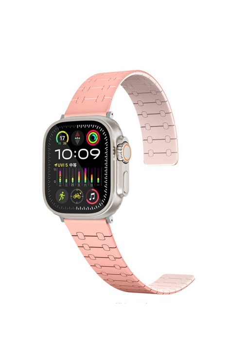Apple Watch 42Mm Zore Krd-111 Çizgili Desenli Silikon Kordon-Pembe