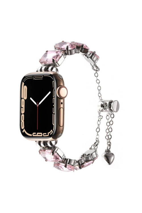Apple Watch 42Mm Zore Krd-115 Renkli Taş Tasarımlı Kordon-Rose Pembe