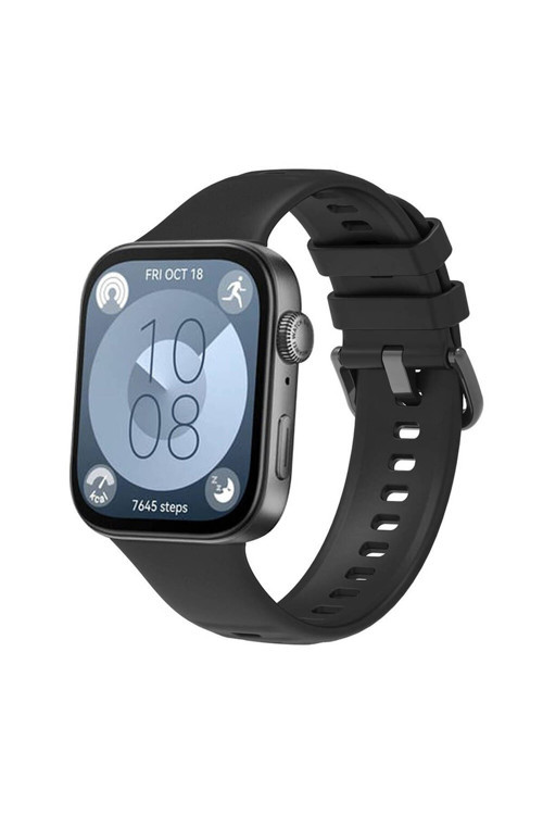 Huawei Watch Fit 3 Band Serisi Klasik Kordon Silikon Strap Kayış-Siyah
