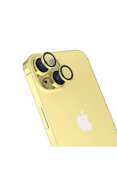 İphone 15 Plus Uyumlu Zore Cl-15 Parmak İzi Bırakmayan Anti-Refnsmive Kamera Koruyucu-Sar