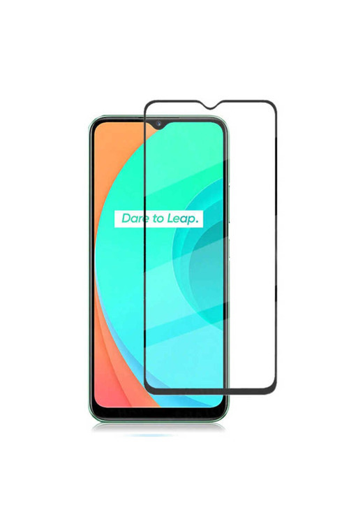 Realme C15 Uyumlu Kenarları Kırılmaya Dayanıklı Cam Ekran Koruyucu