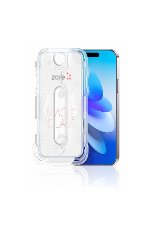 İphone 15 Pro Max Uyumlu Zore Kolay Uygulama Aparatlı 5D Magic Glass Cam Ekran Koruyucu