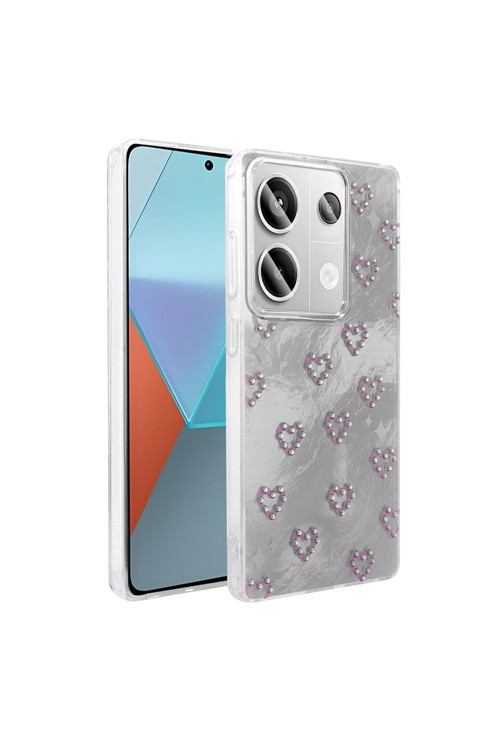 Redmi Note 13 Pro 4G Kılıf Kamera Korumalı Figürlü Zore Ponti Silikon Kapak - Beyaz