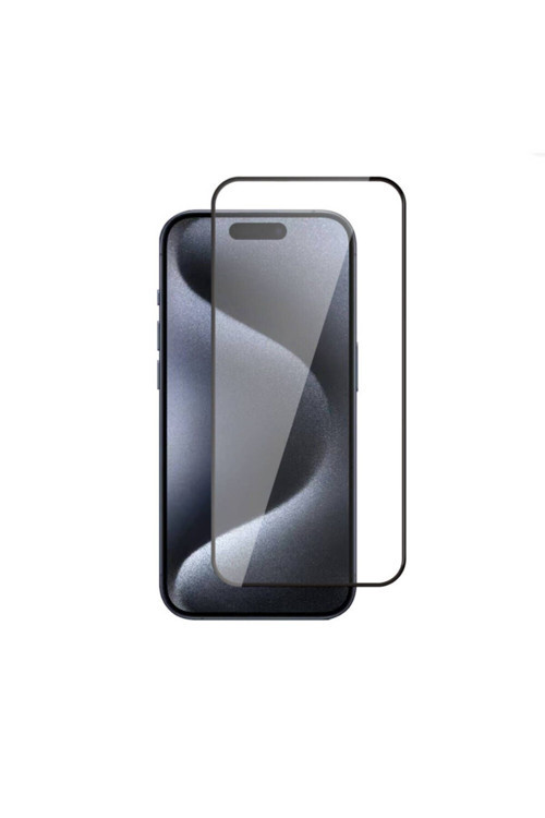 İphone 15 Pro Max Uyumlu Zore Uyumlu 3D Rika Tnvgerli Cam Ekran Koruyucu-Siyah