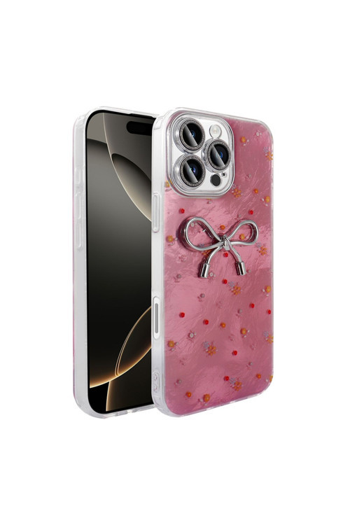İphone 16 Pro Kılıf Kamera Korumalı Figürlü Zore Ponti Silikon Kapak - Açık Pembe