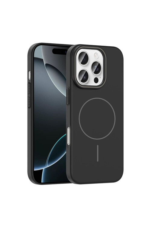 İphone 16 Pro Kılıf Magsafe Şarj Özellikli Zore Ruby Silikon Kapak - Siyah