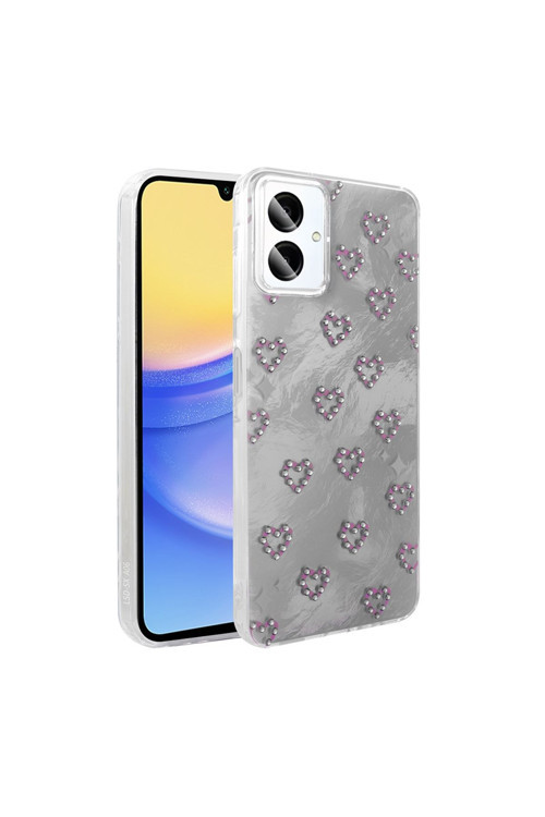 Galaxy A06 Kılıf Kamera Korumalı Figürlü Zore Ponti Silikon Kapak - Beyaz