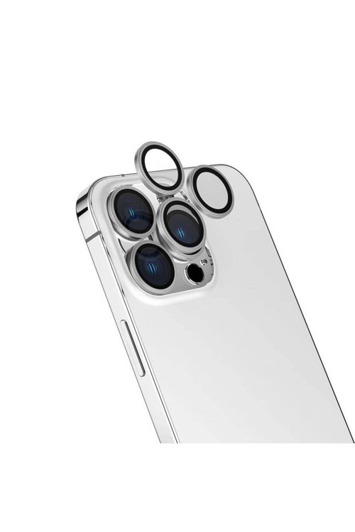 Apple İphone 16 Pro Max Zore Cl-15 Parmak İzi Bırakmayan Anti-Reflective Kamera Lens Koruyucu-Gümüş
