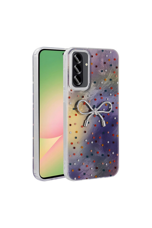 Galaxy A36 Kılıf Kamera Korumalı Figürlü Zore Ponti Silikon Kapak - Lila