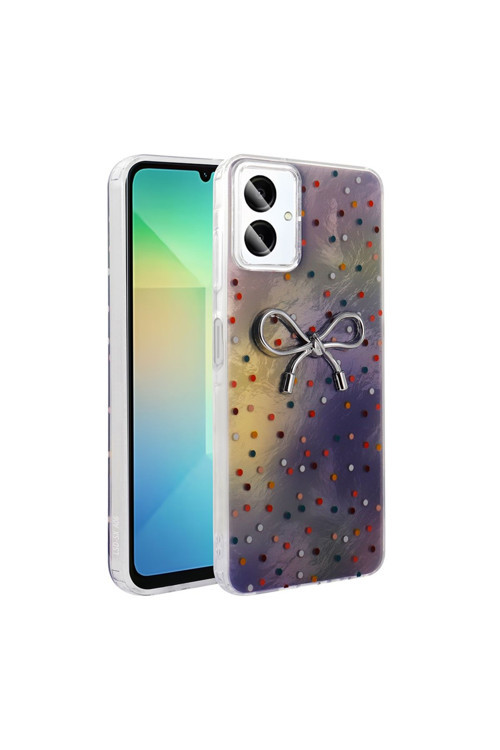 Galaxy A06 Kılıf Kamera Korumalı Figürlü Zore Ponti Silikon Kapak - Lila
