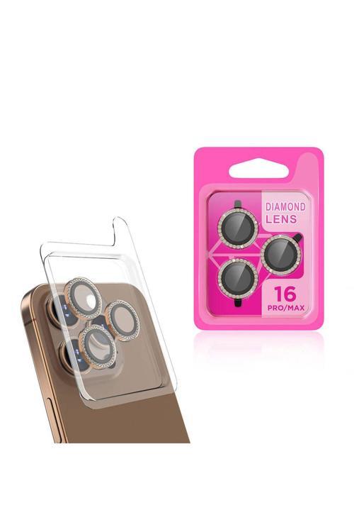 Apple İphone 16 Pro Uyumlu Cl-06 Kamera Lens Koruyucu-Gold