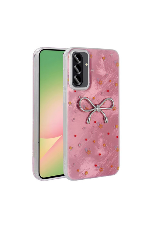 Galaxy A56 Kılıf Kamera Korumalı Figürlü Zore Ponti Silikon Kapak - Açık Pembe