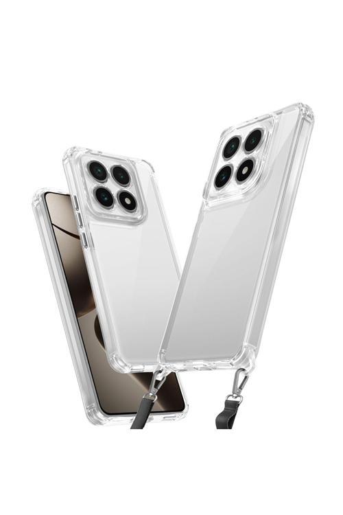Xiaomi 14T Pro Uyumlu Kılıf Airbagli Takılabilir Askı Aparatlı Zore Snap Silikon Kapak-Şeffaf