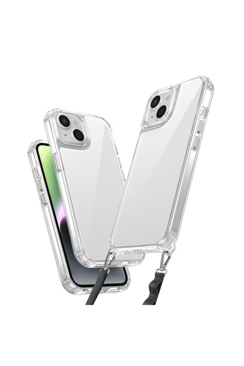 İphone 13 Kılıf Airbagli Takılabilir Askı Aparatlı Zore Snap Silikon Kapak-Şeffaf