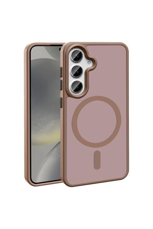 Galaxy S25 Plus Kılıf Magsafe Şarj Özellikli Mat Arka Yüzey Zore Sio Kapak - Bej