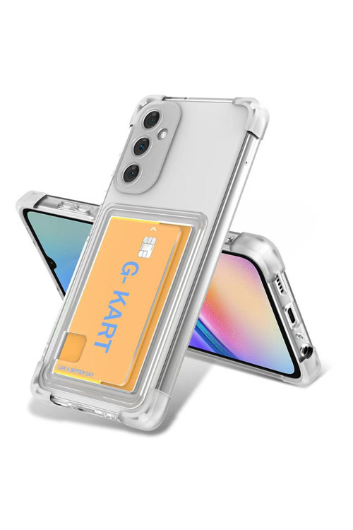 Galaxy S24 Fe Kılıf Airbag Tasarımlı Şeffaf Kartlıklı Zore G-Kart Kapak-Şeffaf