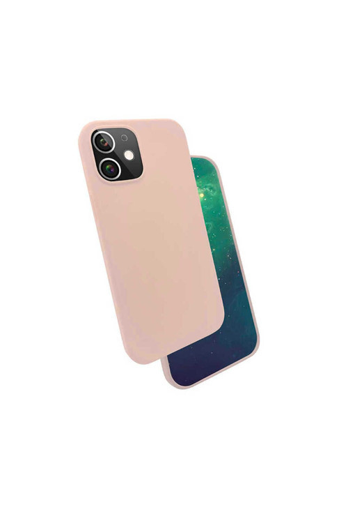 İphone 12 Uyumlu Zore Silk Silikon-Pembe