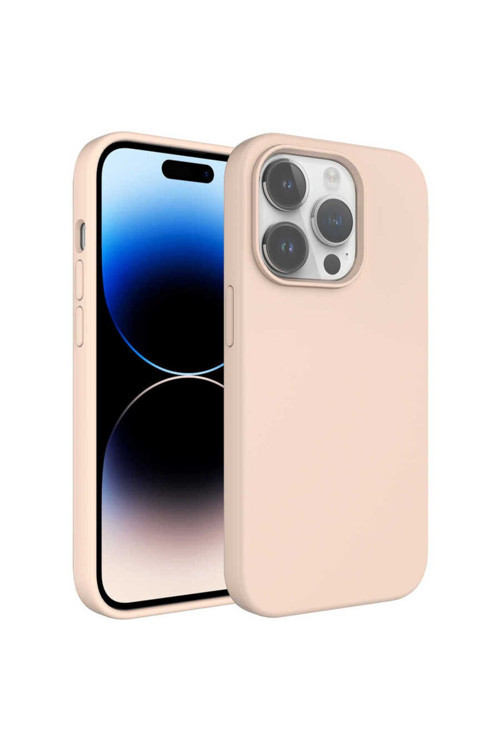 İphone 14 Pro Uyumlu Sıvı Teknolojili Silinebilir Sert Zore Kivi Kılıf-Pembe Açık