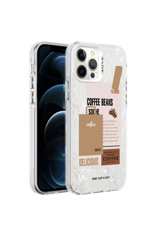 İphone 12 Pro Max Uyumlu Mermer Desenli Zore Marbello Kılıf-Kahverengi