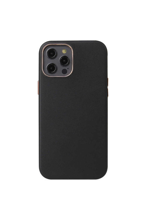 İphone 12 Pro Uyumlu Zore Leathersafe Wireless Kılıf-Siyah