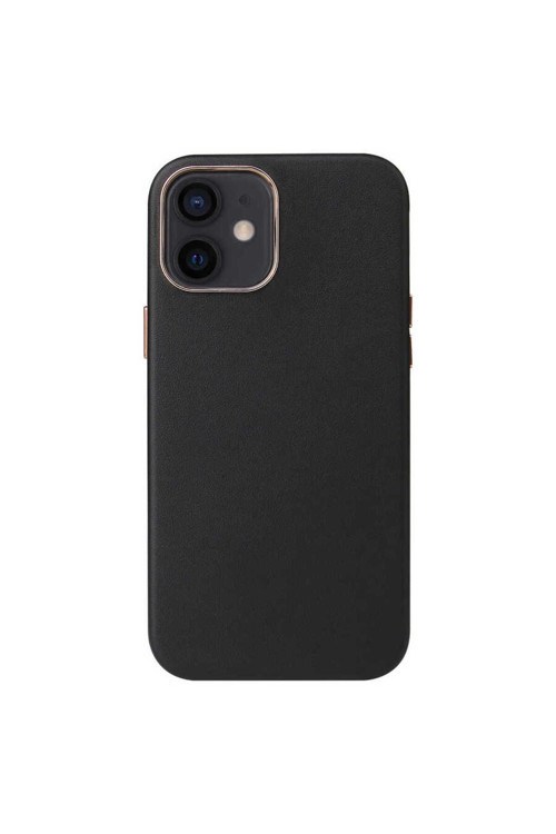 İphone 12 Uyumlu Zore Leathersafe Wireless Kılıf-Siyah