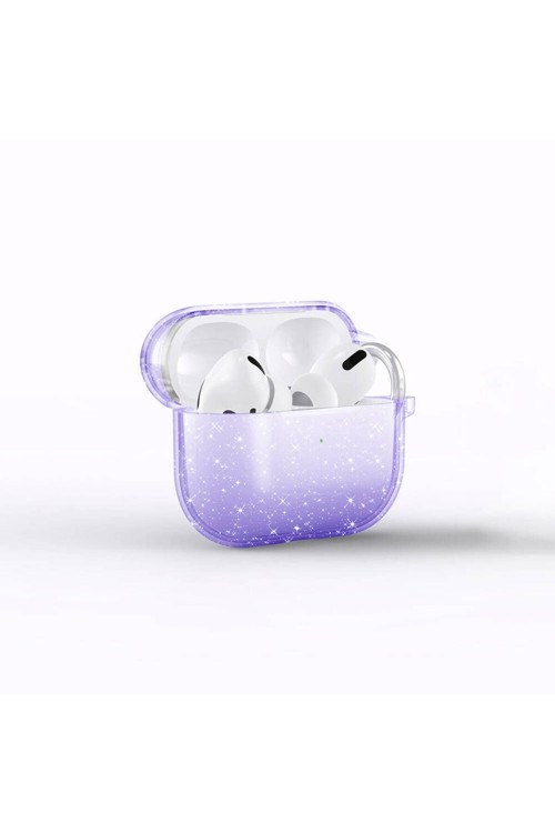 Air Pods 3. Nesil Zore Allstar Airbag 32 Parlayan Simli Saydam Renkli Kılıf-Mor