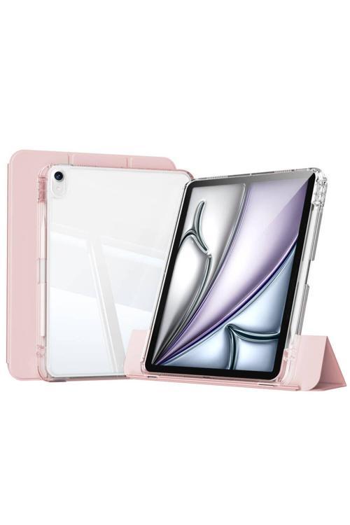 İpad Air 13 2025 M3 Kılıf Magnetik Ayrılabilen Airbagli Zore Sliding Tablet Kılıfı - Pembe