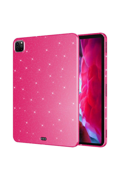 İpad Pro 11 2020 (2.Nesil) Simli Parlak Görünümlü Zore Tablet Koton Kılıf-Pembe Koyu