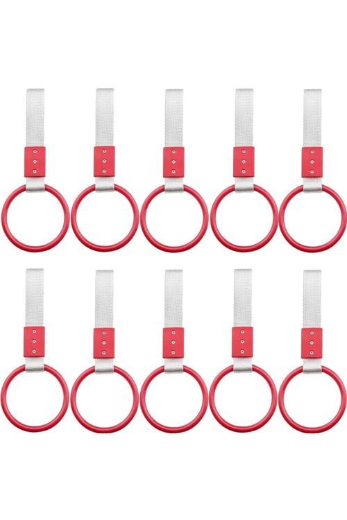 Araç İçi Tutamaç Yuvarlak El Tutamağı Askı Fonksiyonel Tofaş Dolmuş Otobüs Ofis Ev Kırmızı 10 Adet